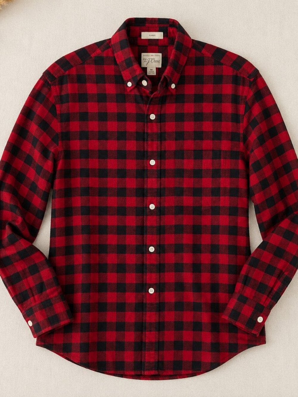 J Crew Shirt Mens XS Red Black Buffalo Plaid Check Button Down Slim Pima Cotton